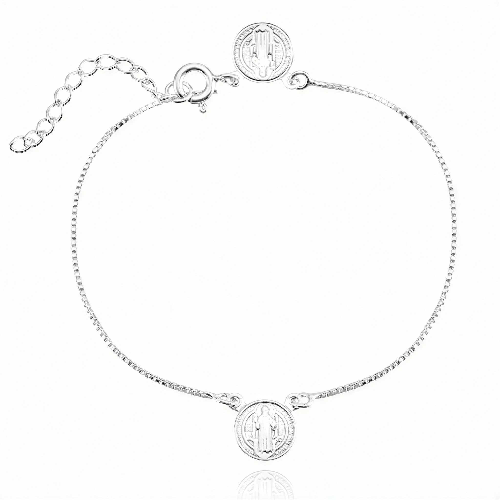 Pulseira em Prata 925 Escapulário São Bento